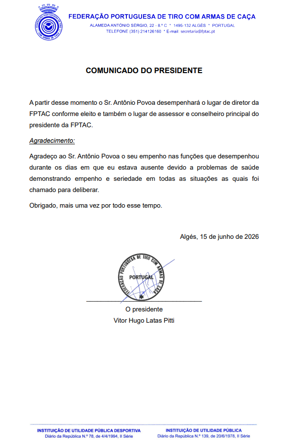 Comunicado do Presidente - Junho 2026